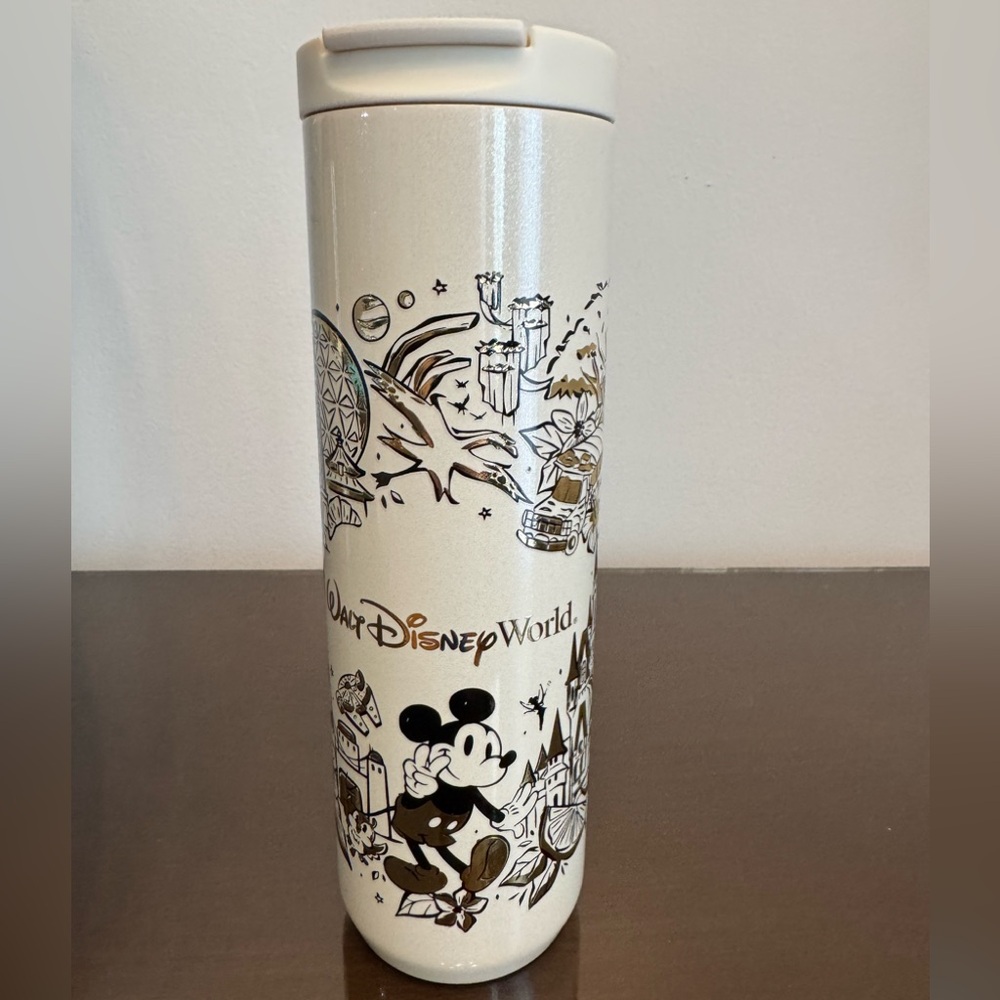 Shimmery Disney World Limited Edition Starbucks Gold and Cream Tumbler